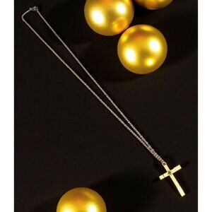 Vintage Star engraved Forevermark Grade M Tiny Diamond center Cross 10Kt Yellow